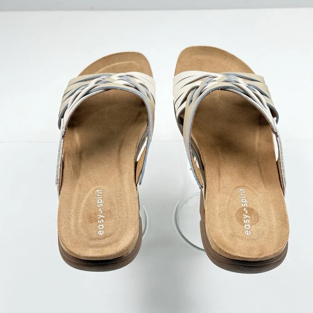 Easy Spirit Meadow Slide Sandal Shoe Women US 8 EU 38.5 Metallic Leather Slip On